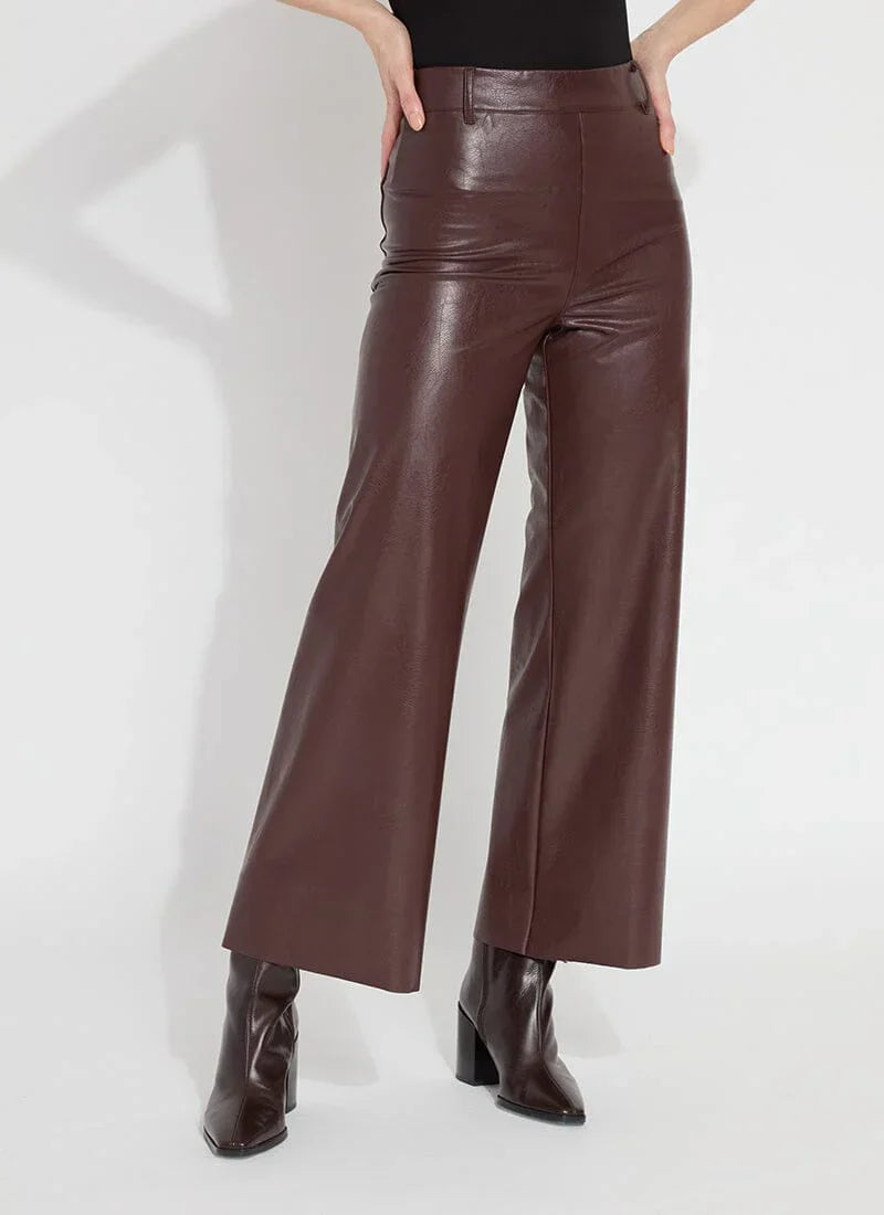 Hi Waist Vegan Leather Wide Leg