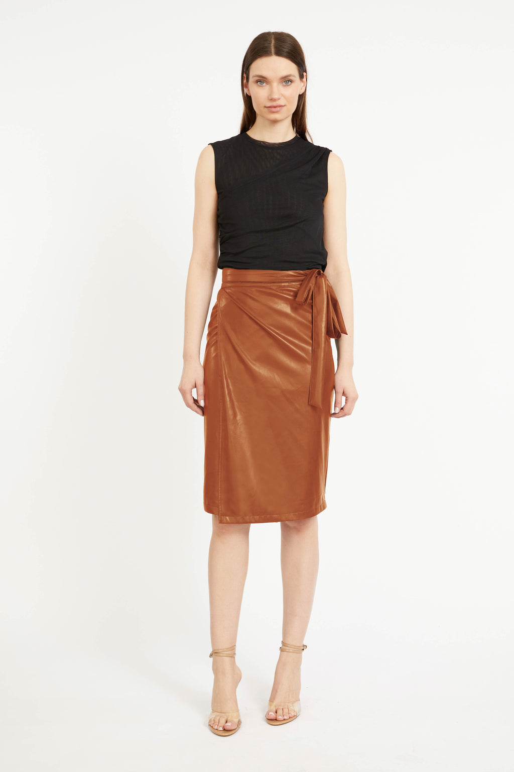 Peyton Skirt in Tobacco Vegan Leather