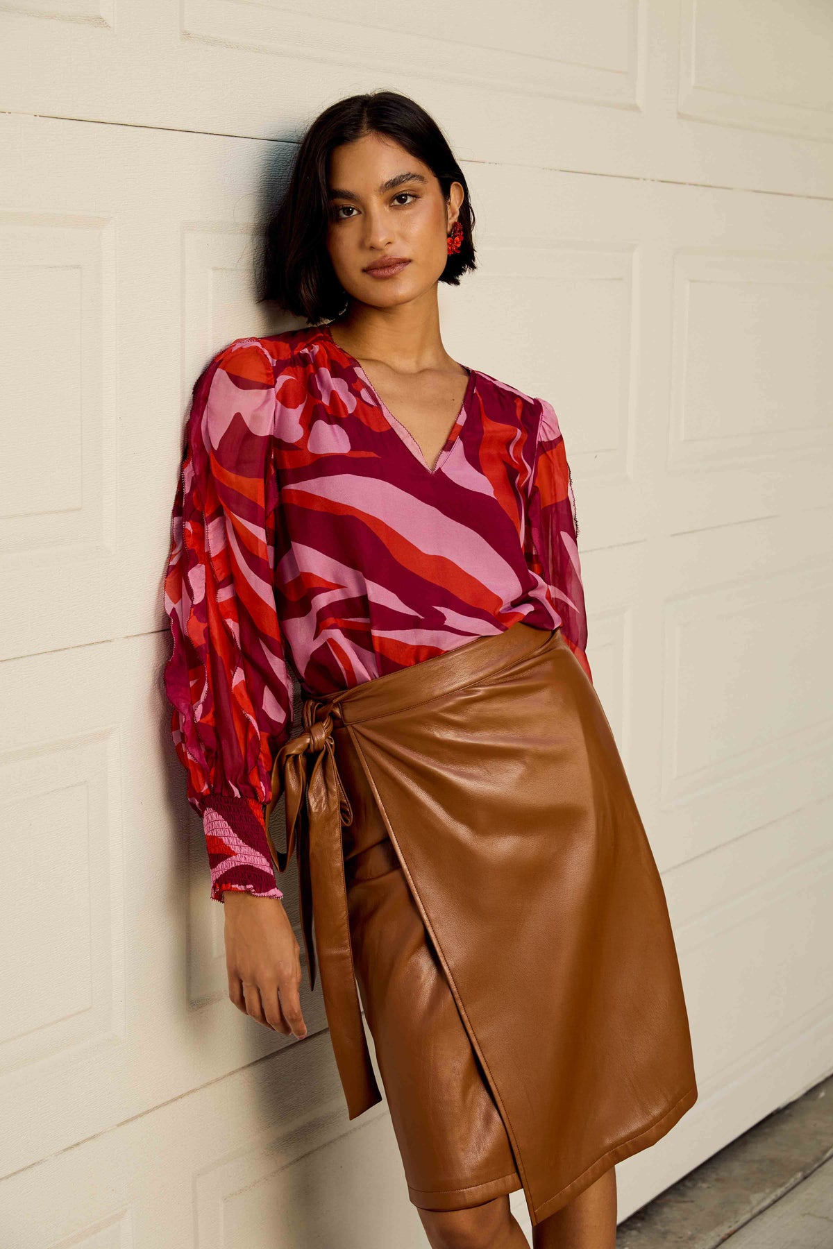 Peyton Skirt in Tobacco Vegan Leather