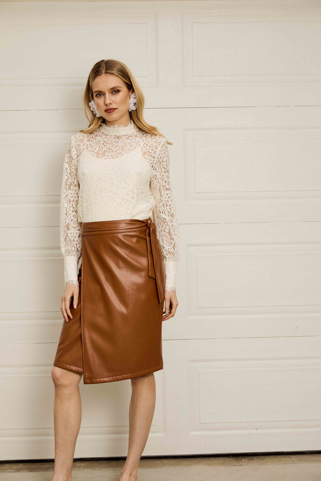 Peyton Skirt in Tobacco Vegan Leather