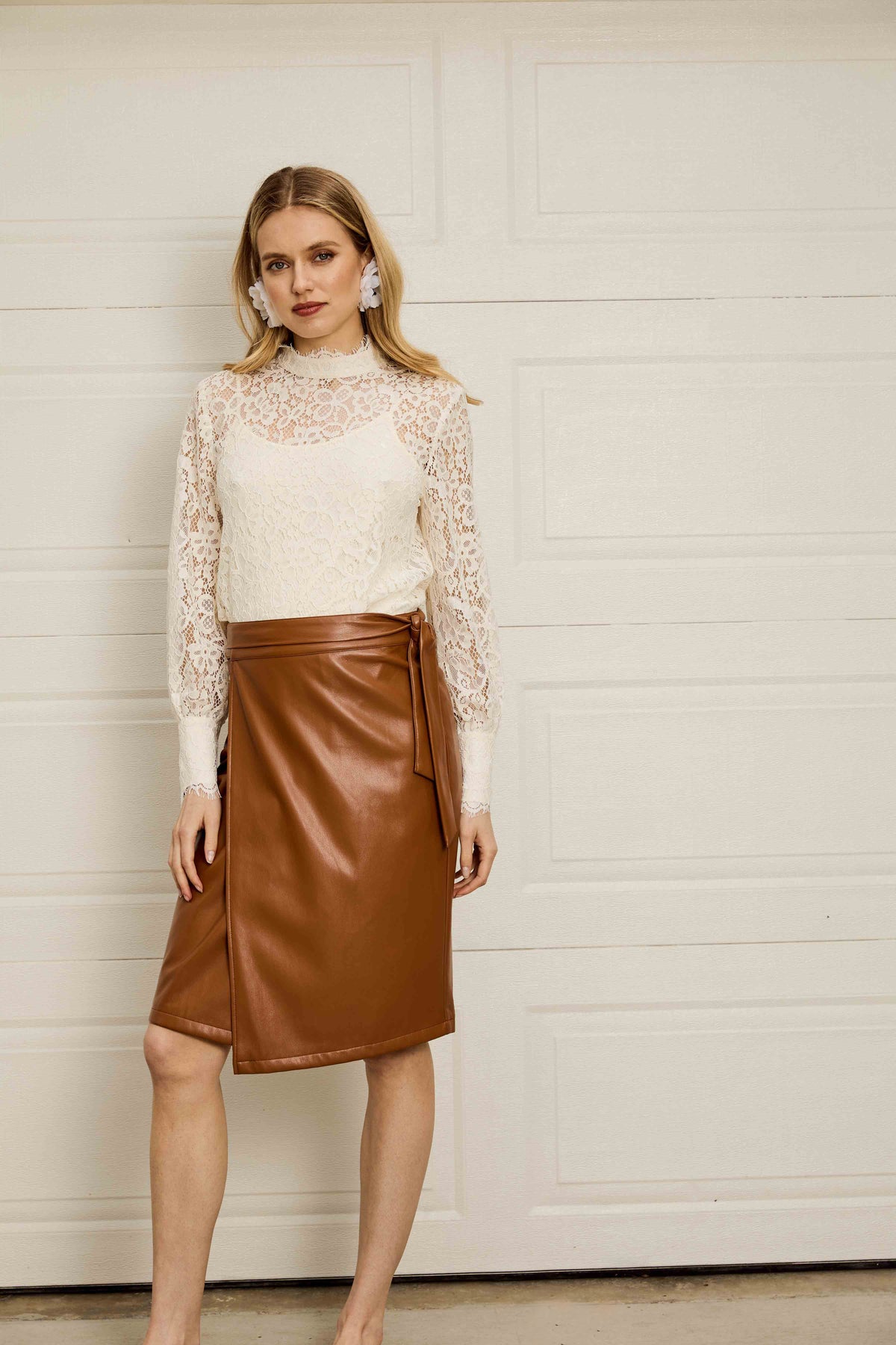 Peyton Skirt in Tobacco Vegan Leather