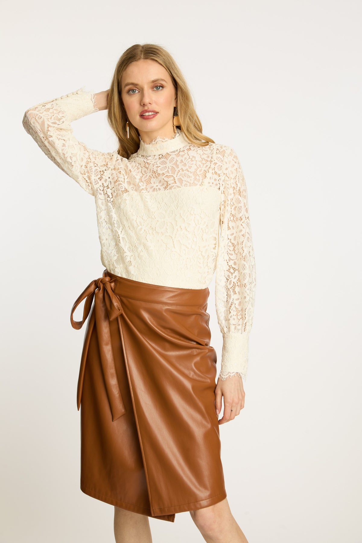Peyton Skirt in Tobacco Vegan Leather