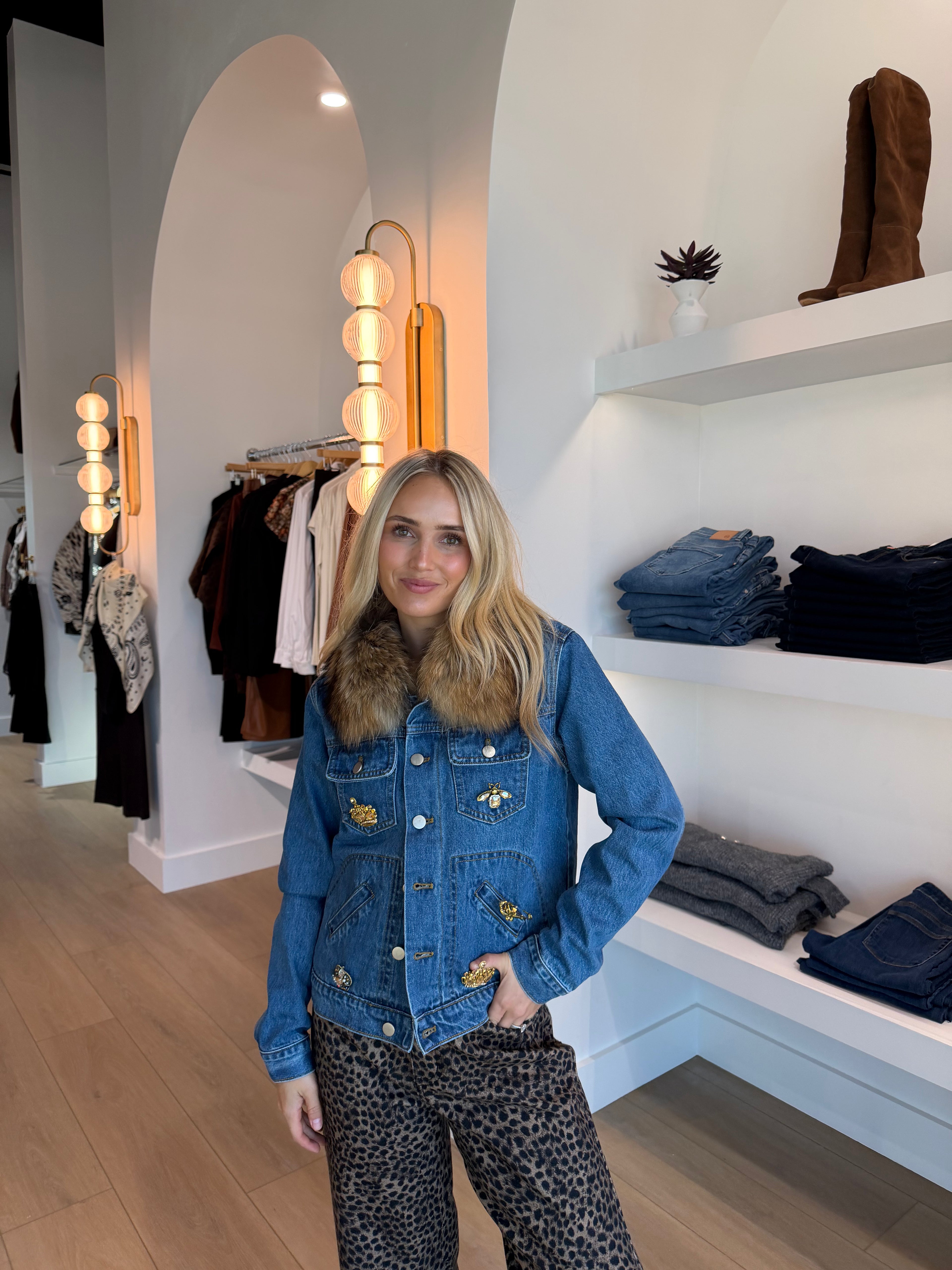Fur Trim Denim Jacket