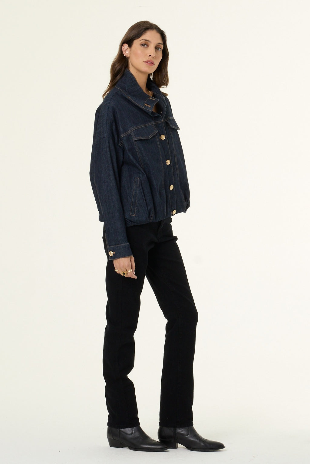 Nolen Bomber Jacket // Dark Indigo Denim