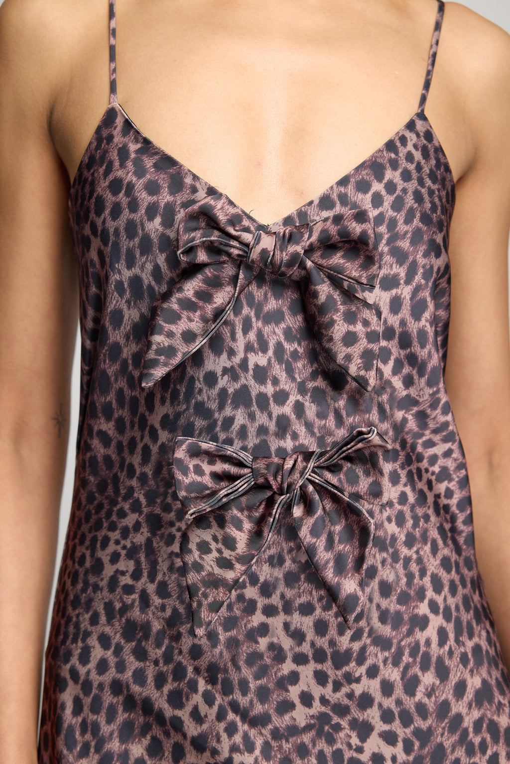 MADELEINE LEOPARD SATIN BOW DRESS