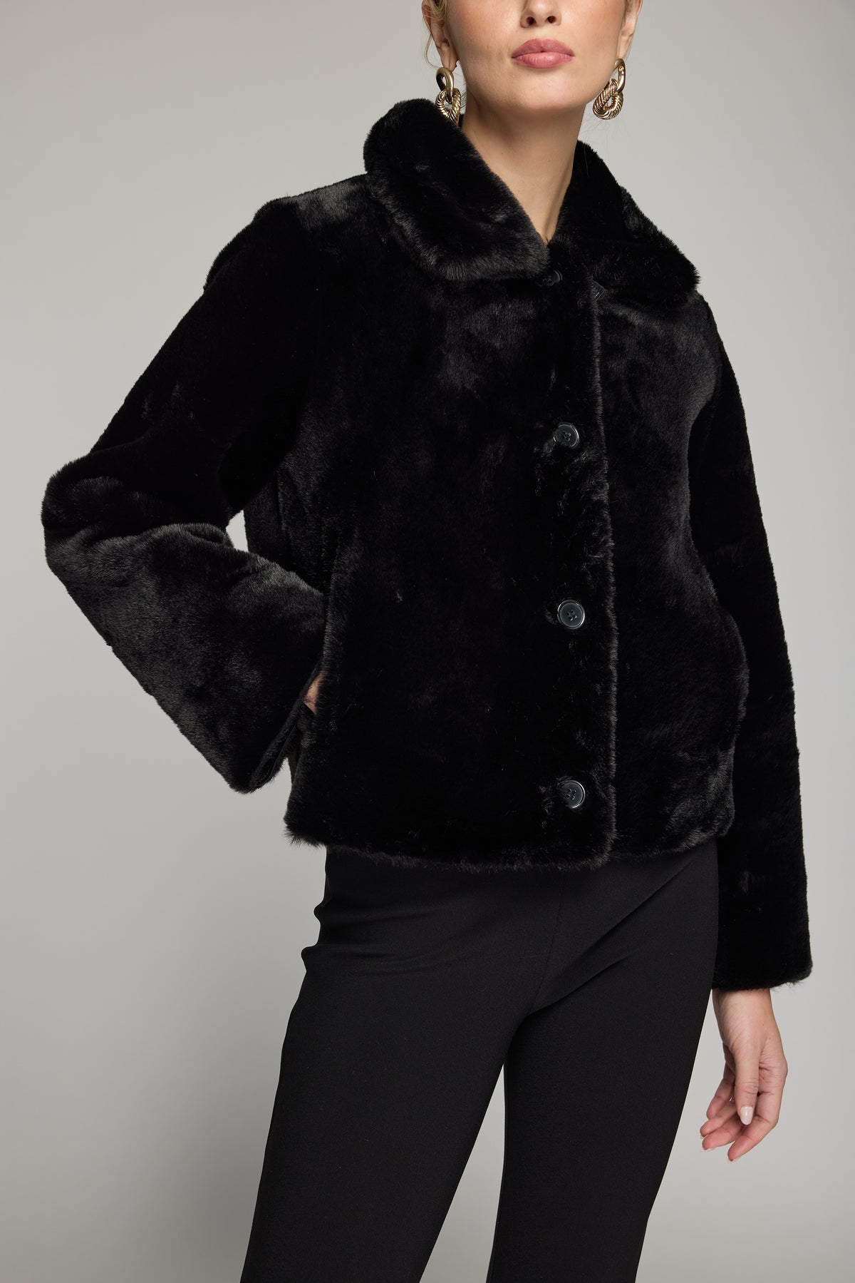 DELPHINE REVERSIBLE FAUX FUR SHEARLING JACKET