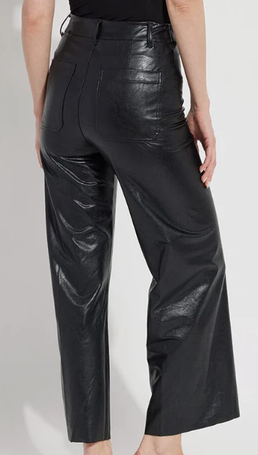 Hi Waist Vegan Leather Wide Leg