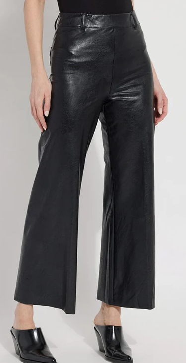 Hi Waist Vegan Leather Wide Leg