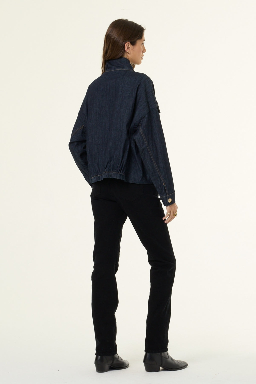 Nolen Bomber Jacket // Dark Indigo Denim