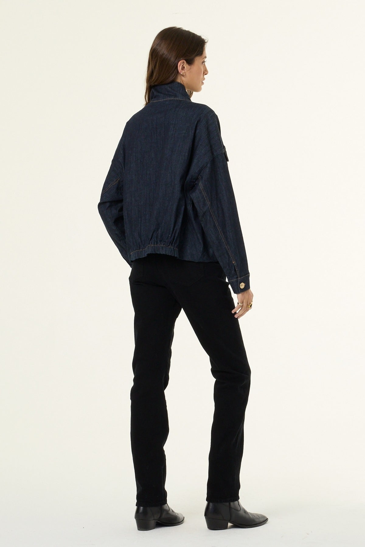 Nolen Bomber Jacket // Dark Indigo Denim